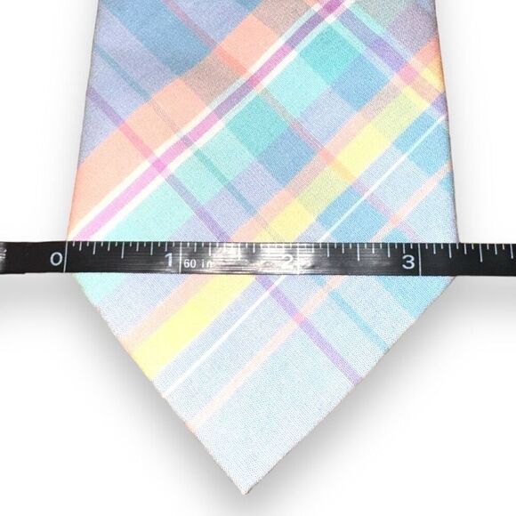 70s Pendleton Pastel Check Cotton Neck Tie - Picture 2 of 6